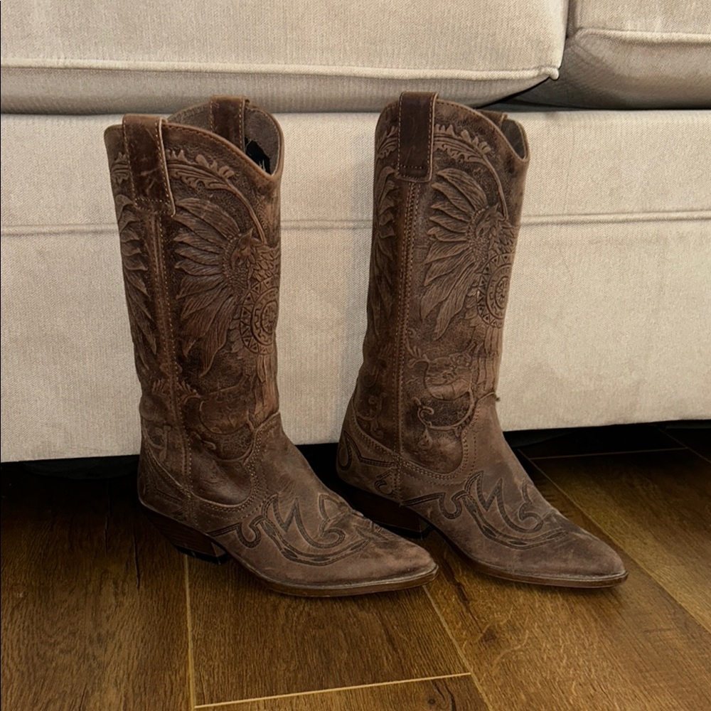 Intricately Embossed Western Boots